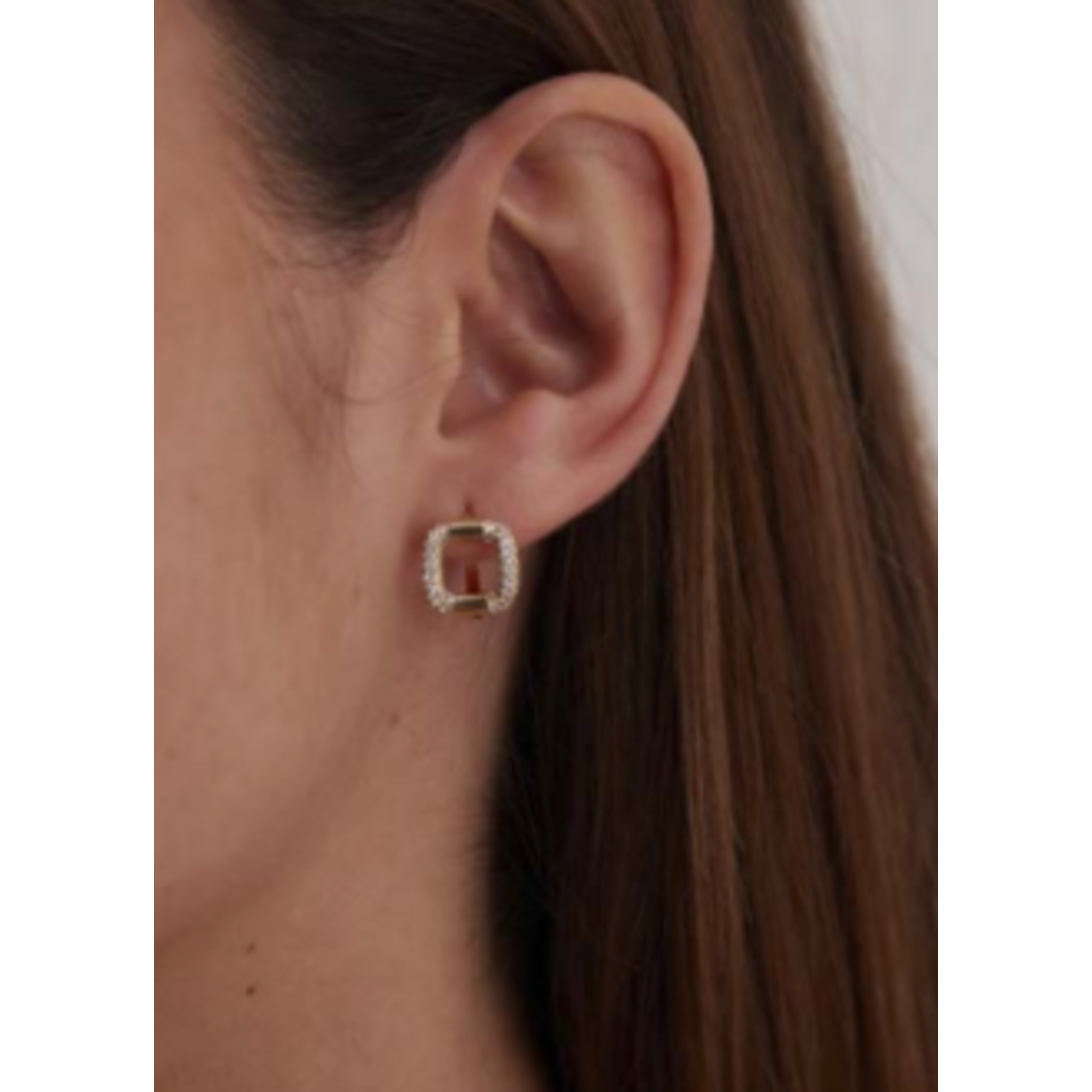 By 164 Boucles d'Oreilles Carrées Strass à la paire