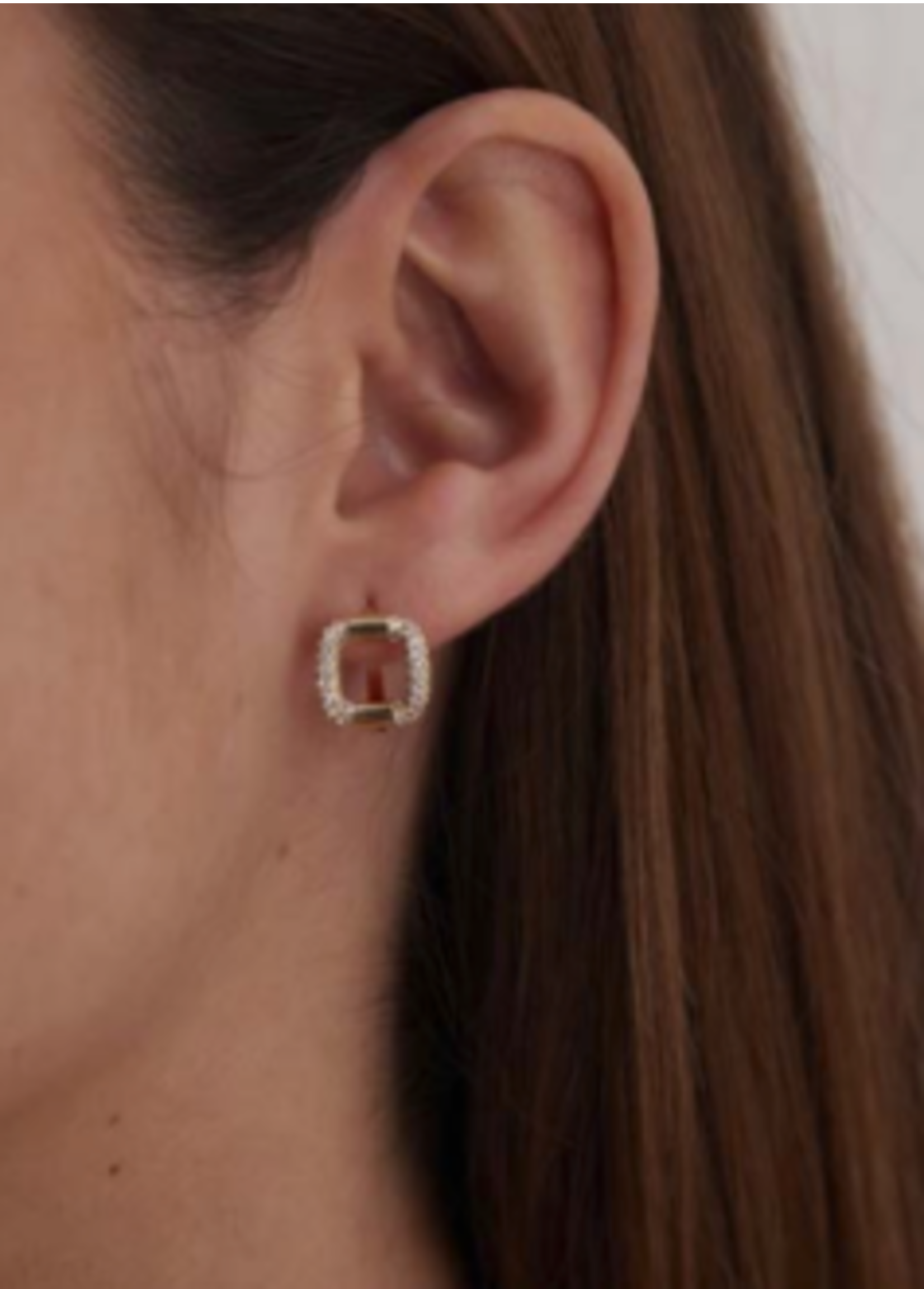 By 164 Boucles d'Oreilles Carrées Strass à la paire