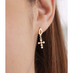 By 164 Boucles d'Oreilles Croix Perle à la paire