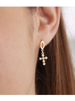 By 164 Boucles d'Oreilles Croix Perle à la paire