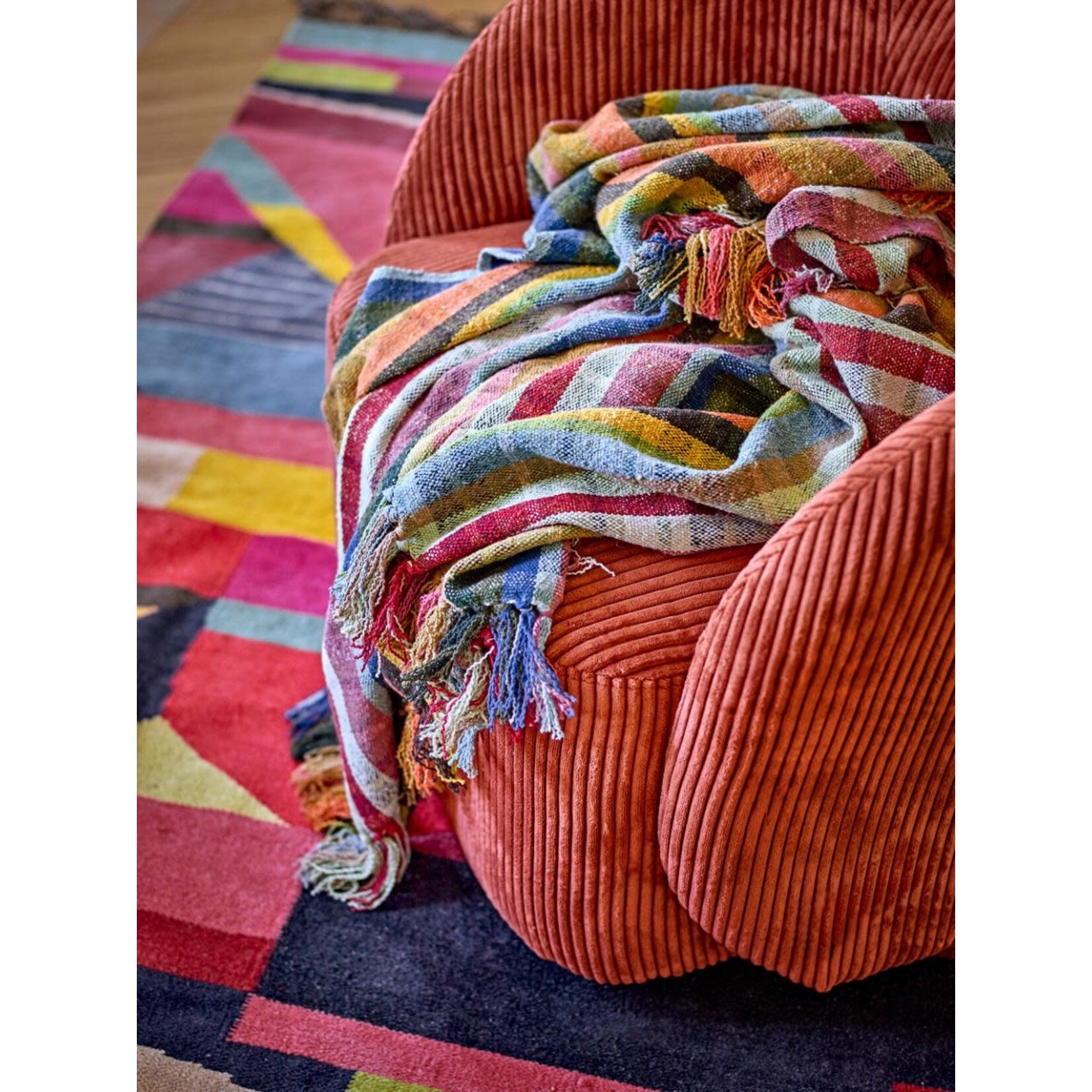 Bloomingville Elmy Plaid Coton Recyclé Multicolore