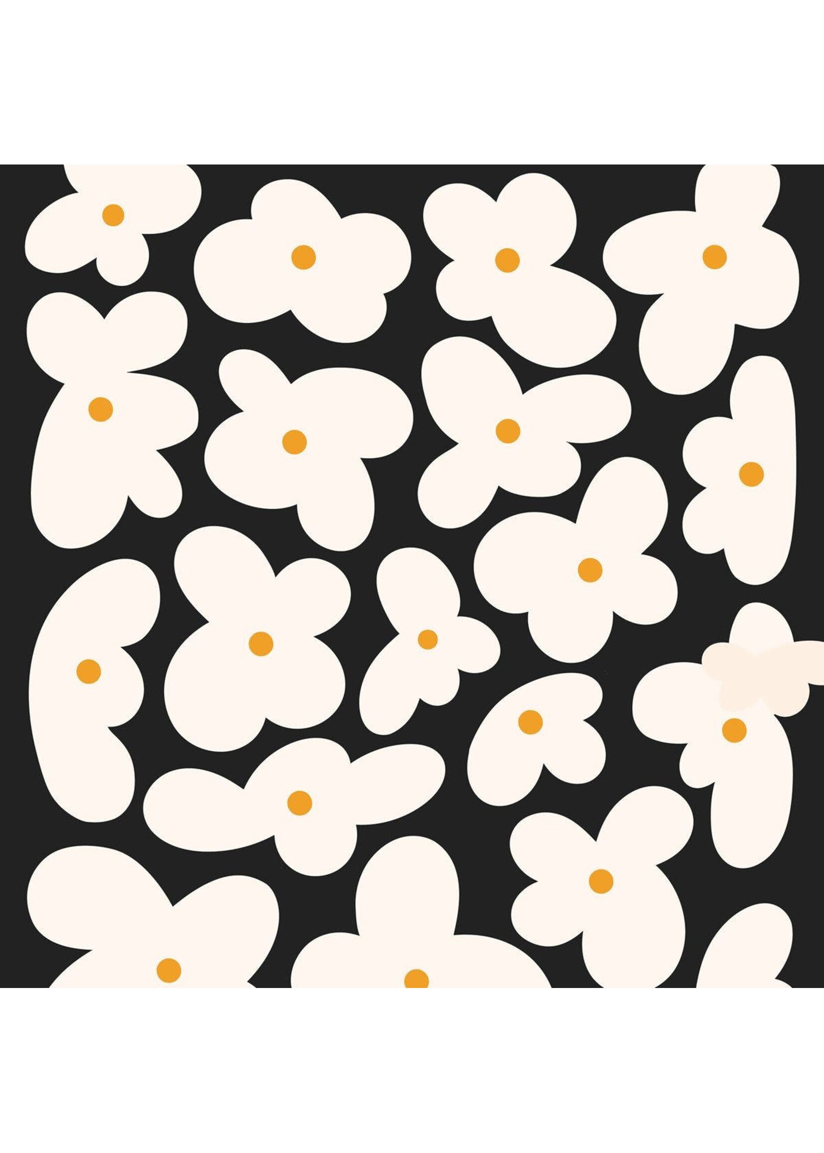 Serviettes en Papier Fleurs Noires 33*33