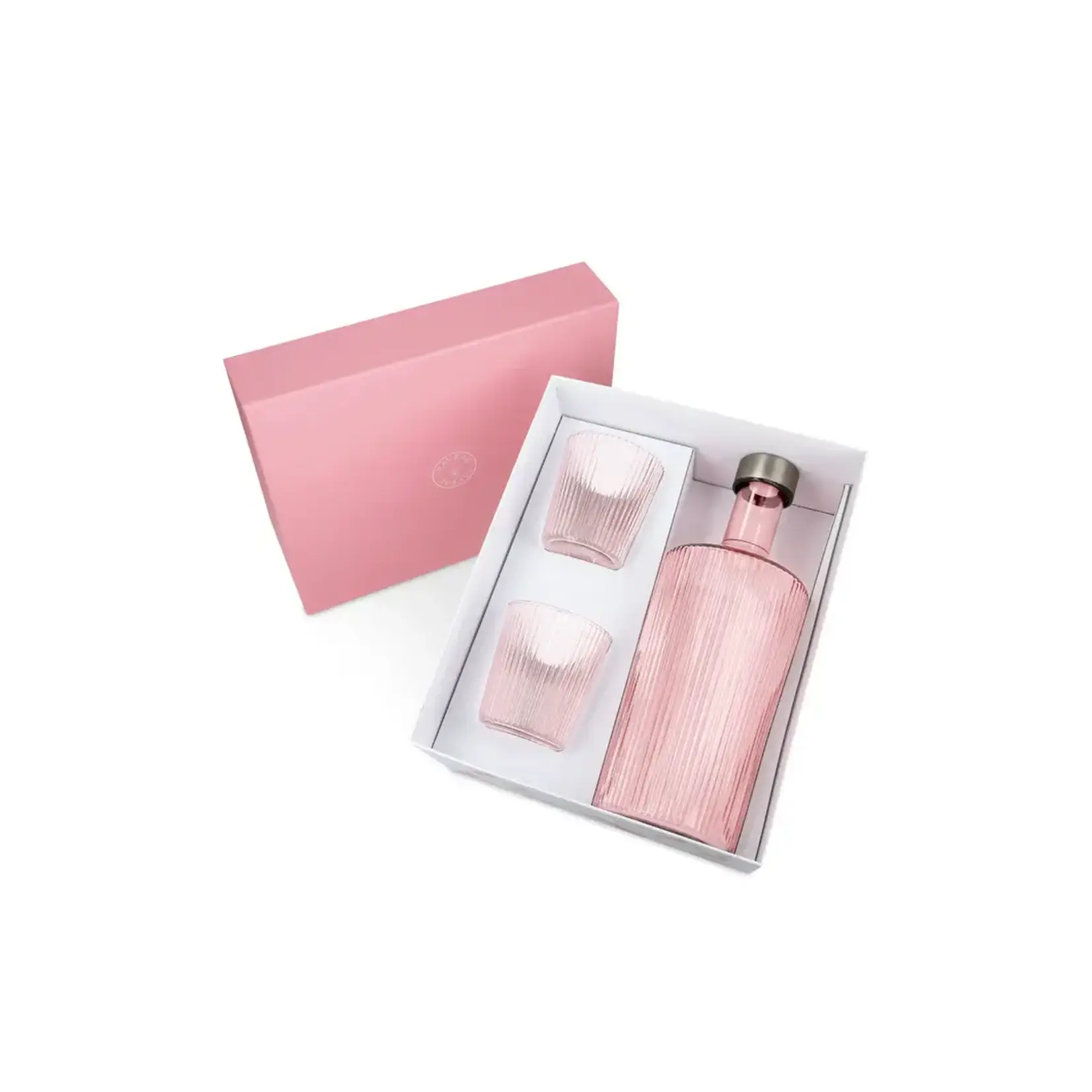 Paveau Gift Set Bouteille Striée Verre Paveau + 2 Verres Pink