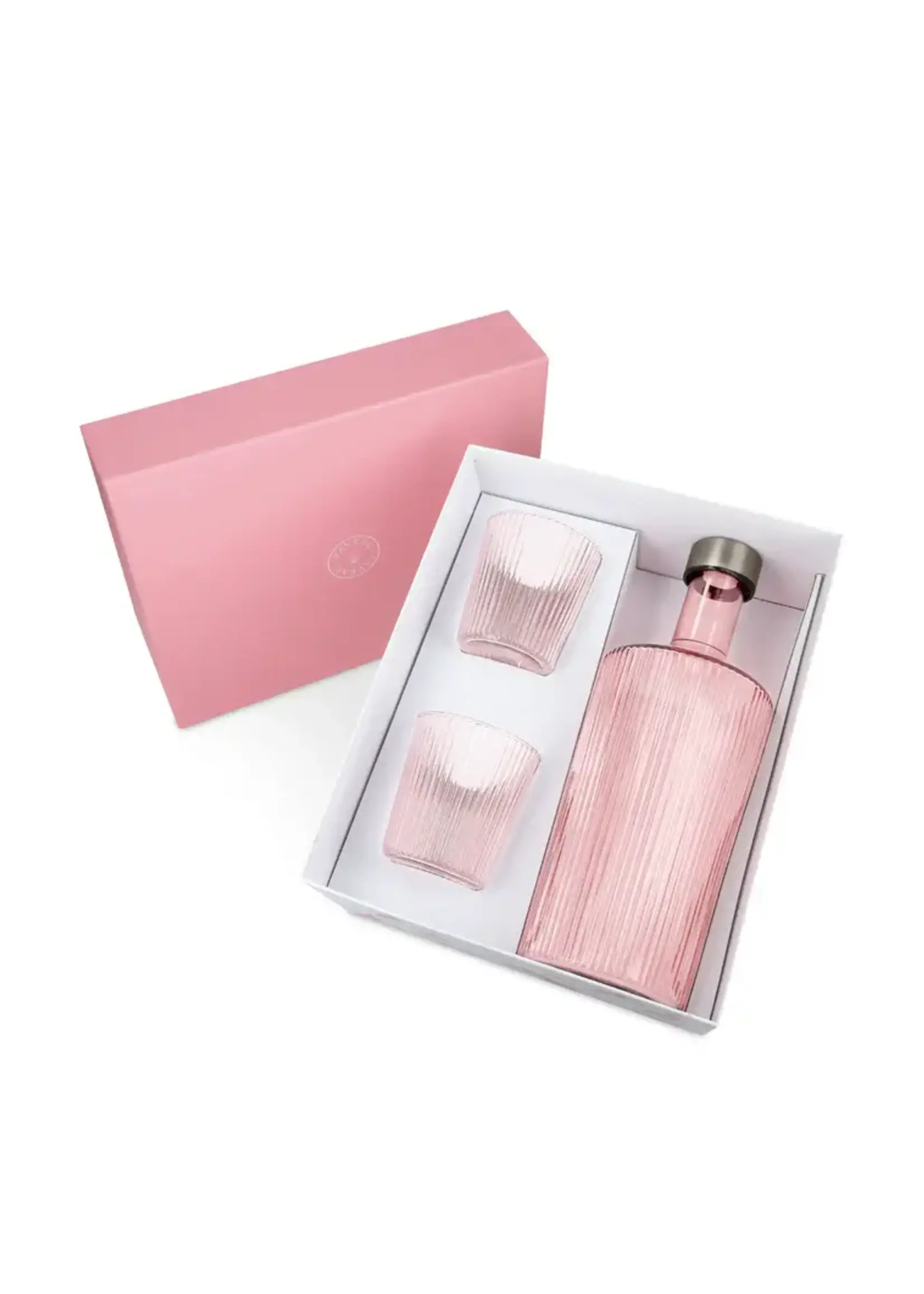 Paveau Gift Set Bouteille Striée Verre Paveau + 2 Verres Pink