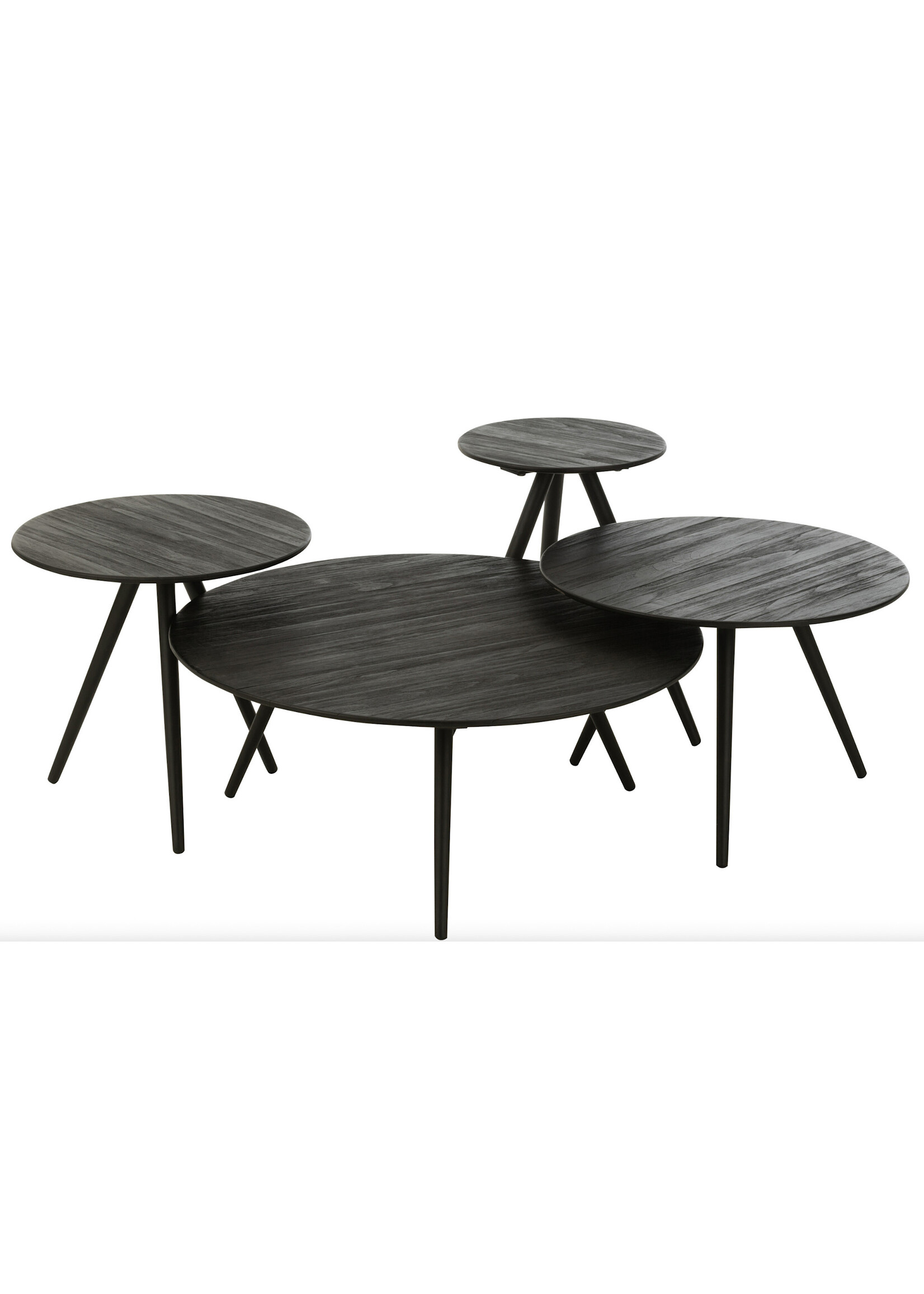 Bivouac Set de 4 Tables Rondes Teck Noir