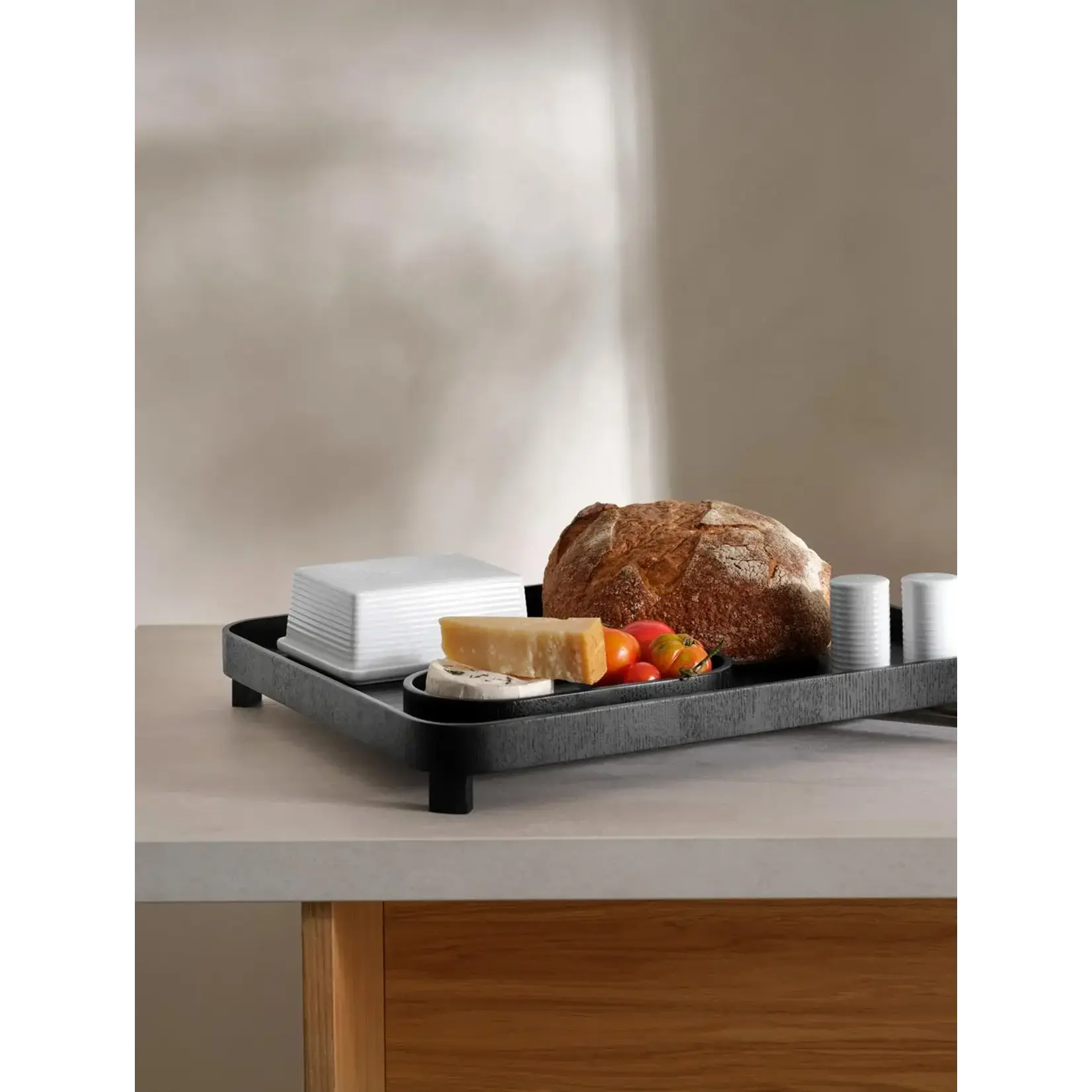 Asa Selection Plateau avec Pieds Noir Bois 45,5*36 cm