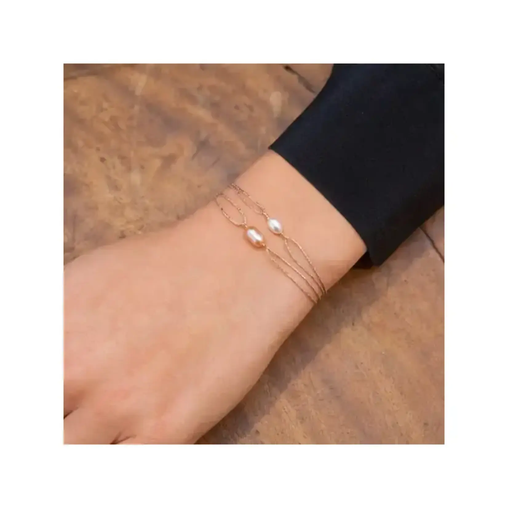 Sophie Deschamps Bracelet Fil Lagon Pierre Nacre Rose
