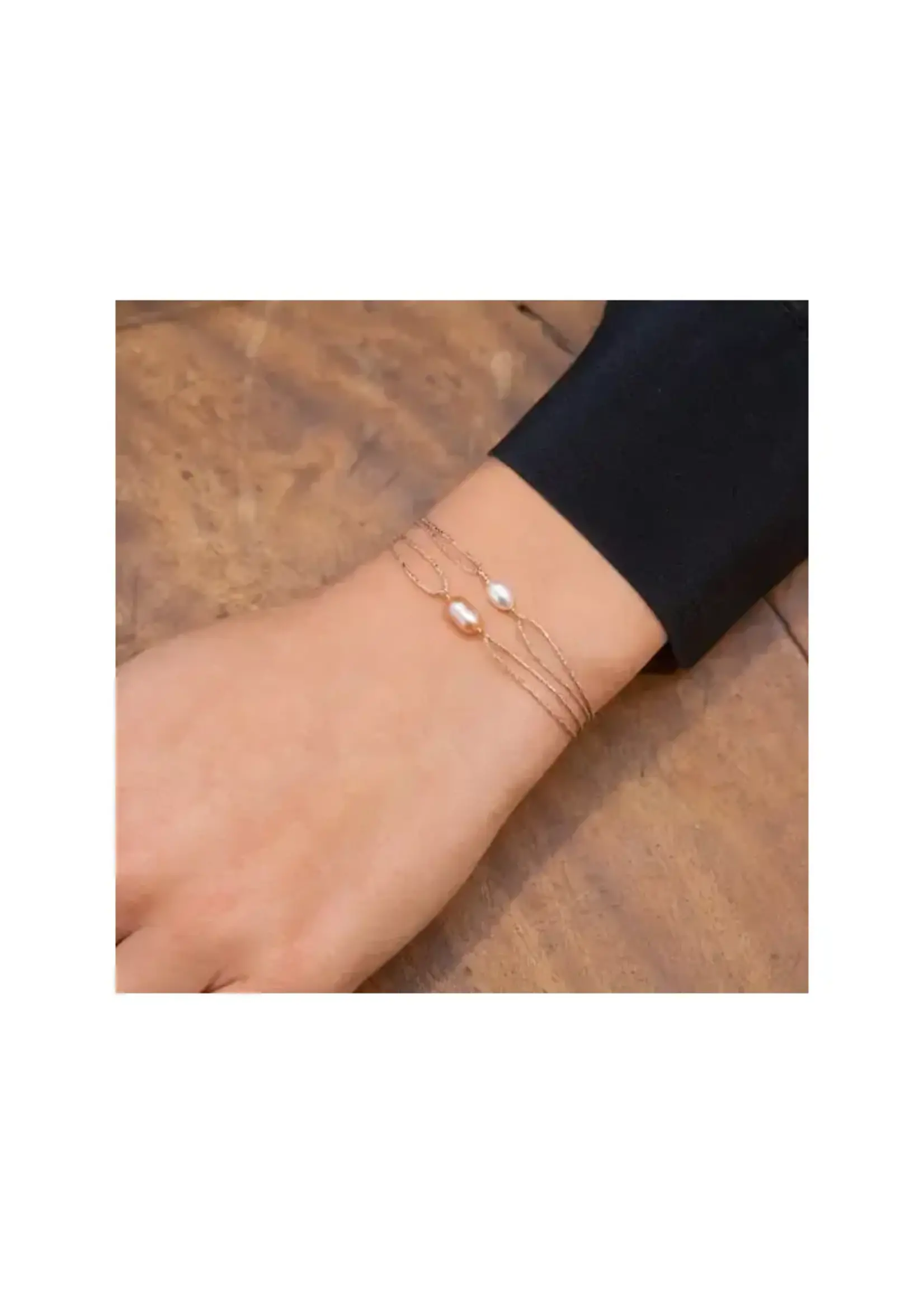 Sophie Deschamps Bracelet Fil Lagon Pierre Nacre Rose