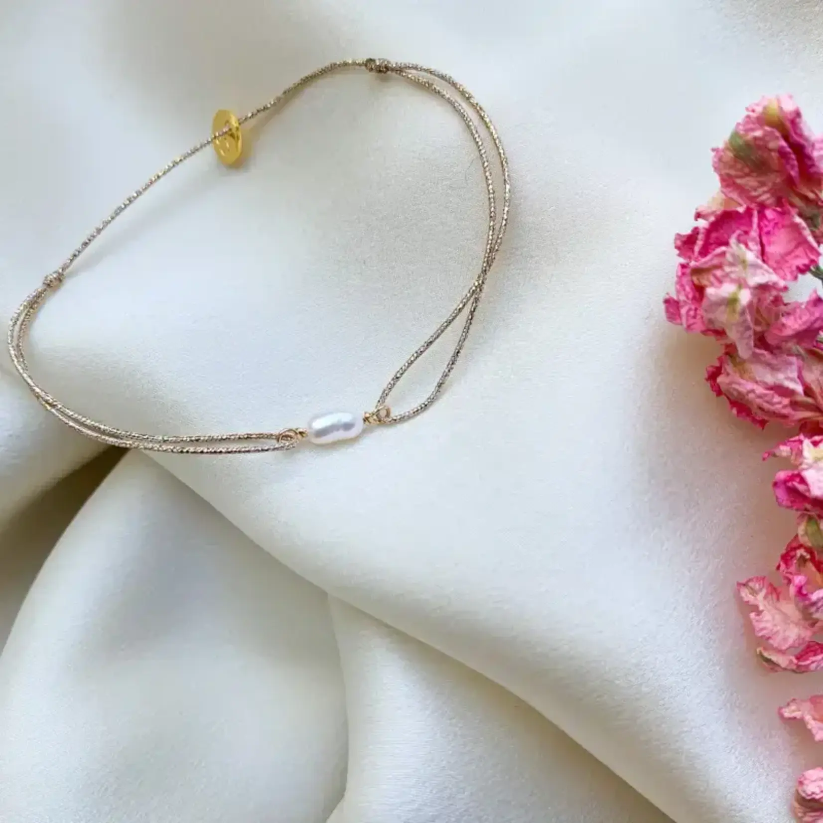 Sophie Deschamps Bracelet Fil Lagon Pierre Nacre Rose
