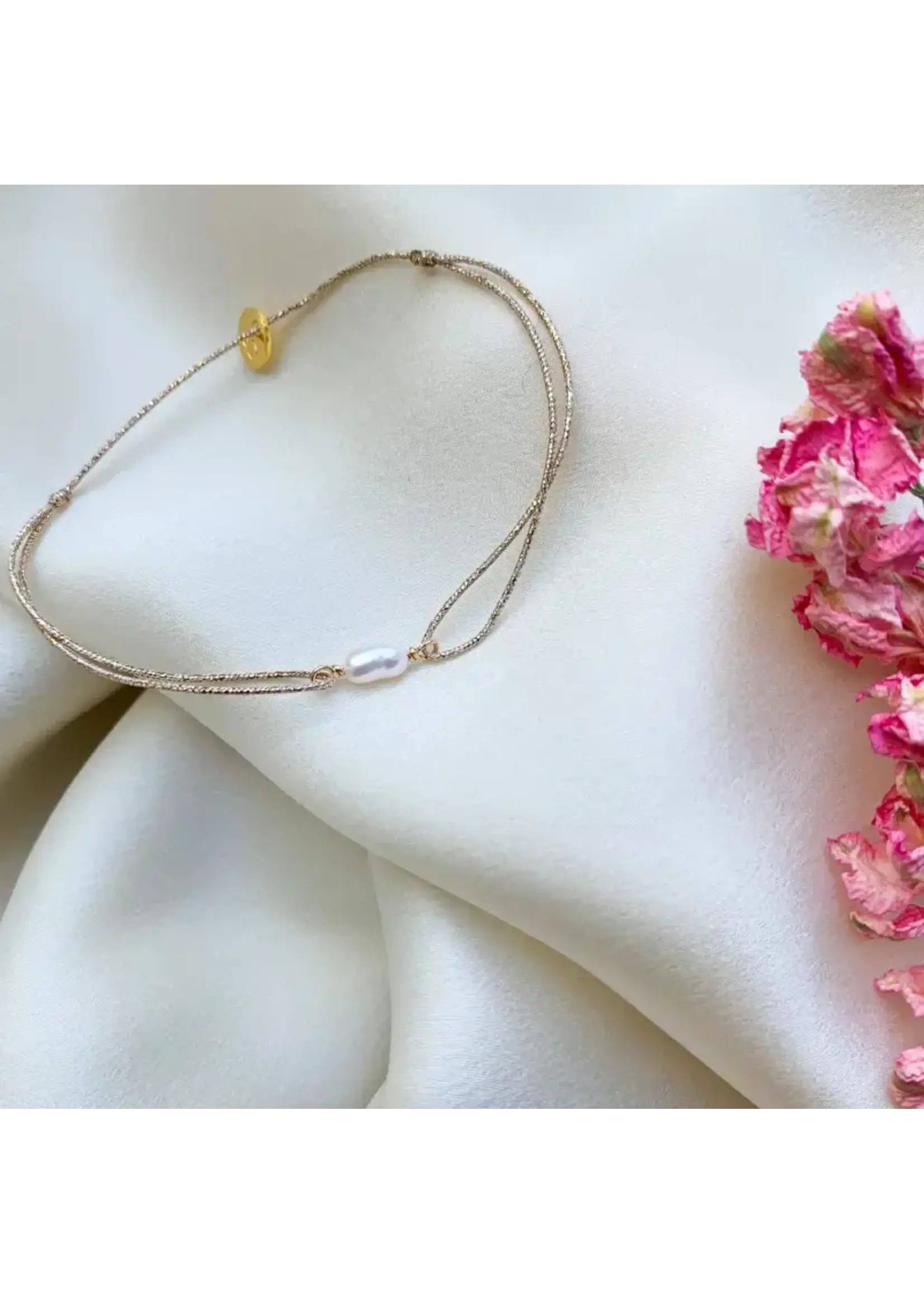 Sophie Deschamps Bracelet Fil Lagon Pierre Nacre Rose