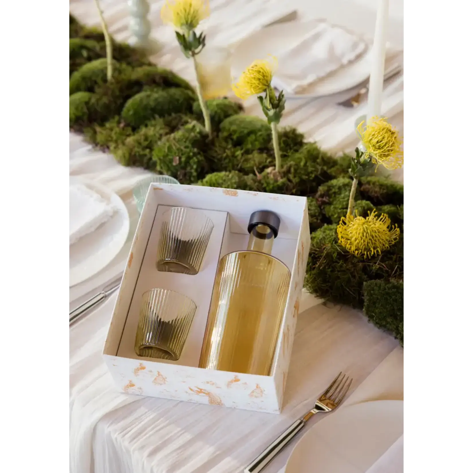 Paveau Gift Set Bouteille Striée Verre Paveau + 2 Verres Cable