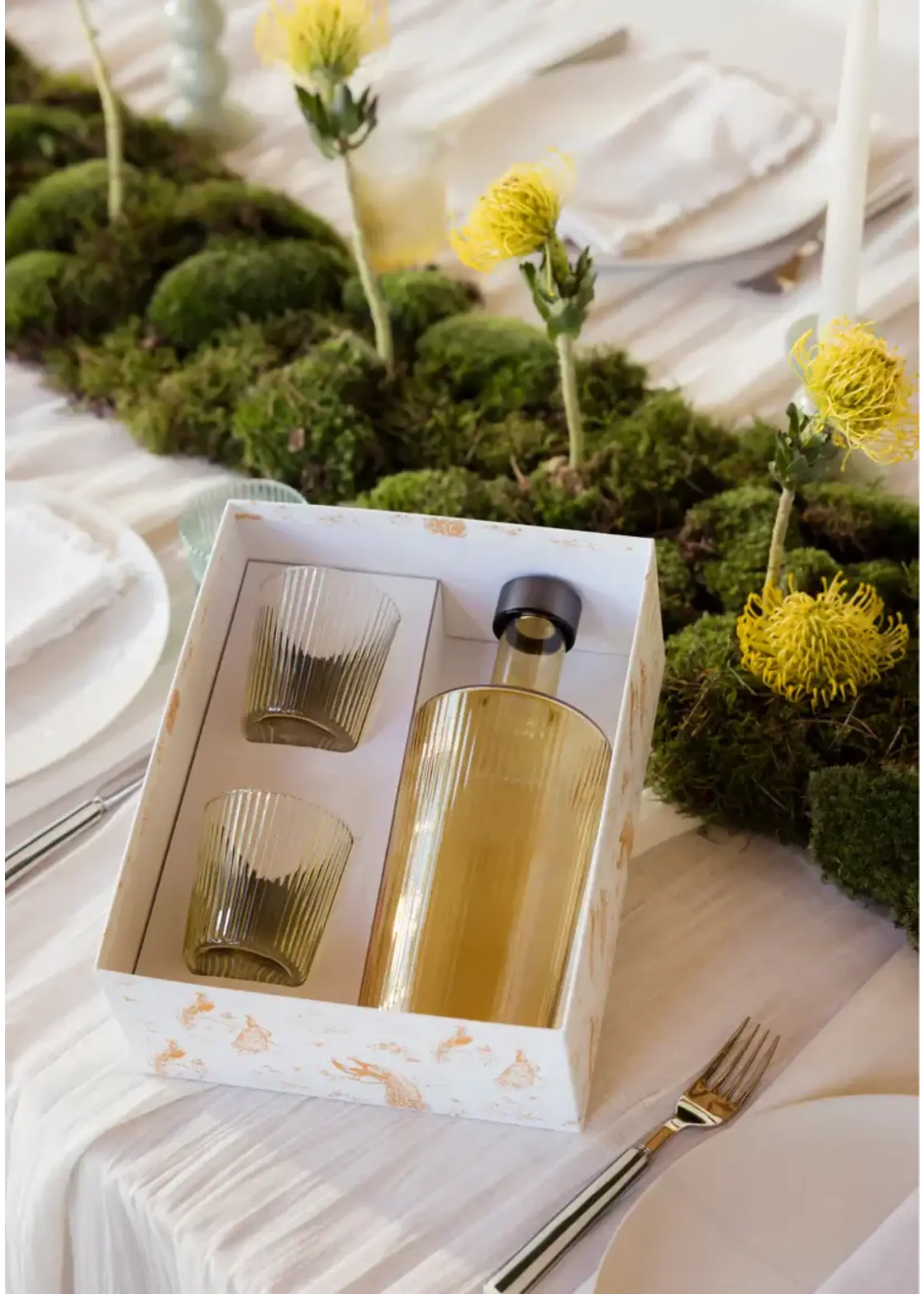 Paveau Gift Set Bouteille Striée Verre Paveau + 2 Verres Cable