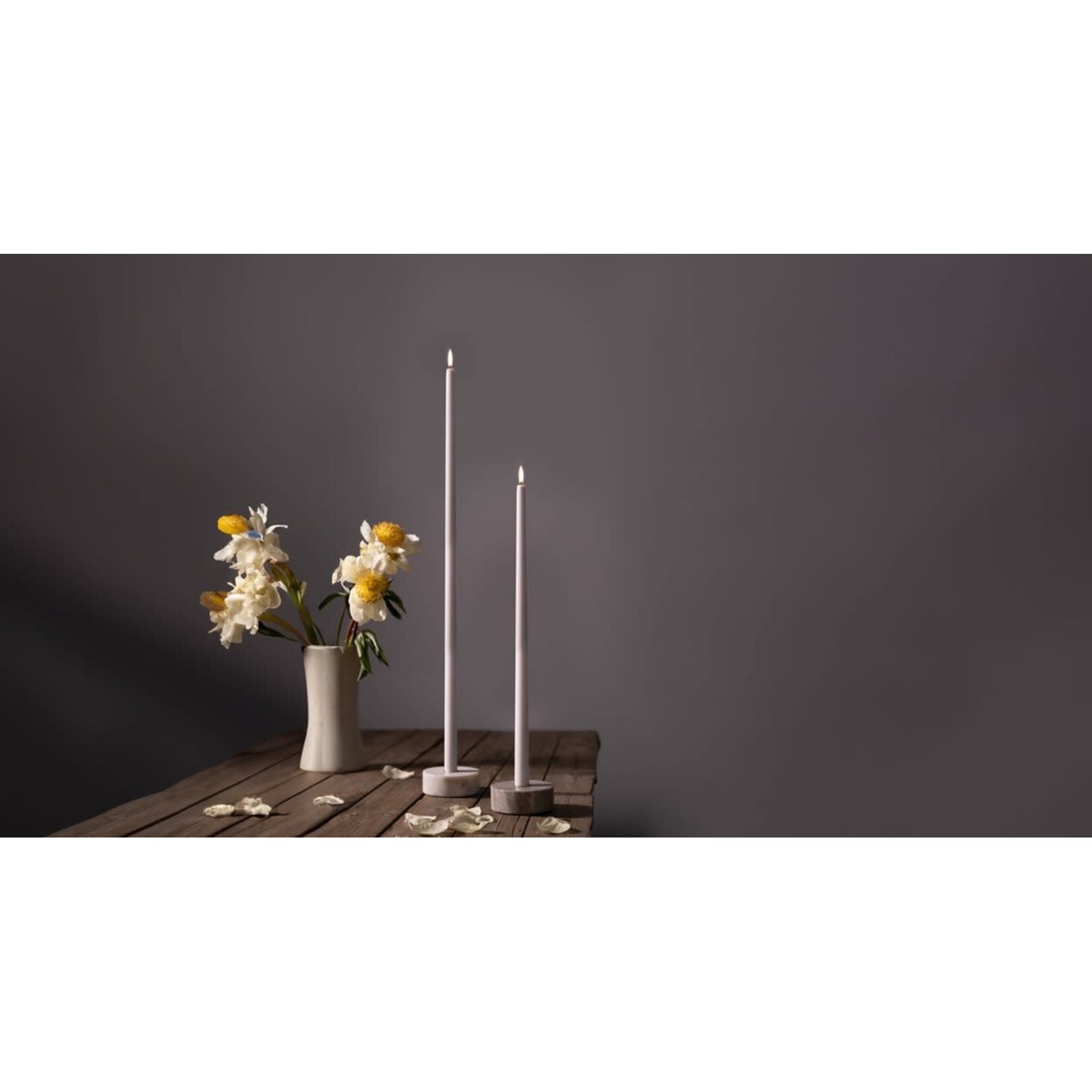 Uyuni LED Tall taper candle, Beige Smooth 55 cm