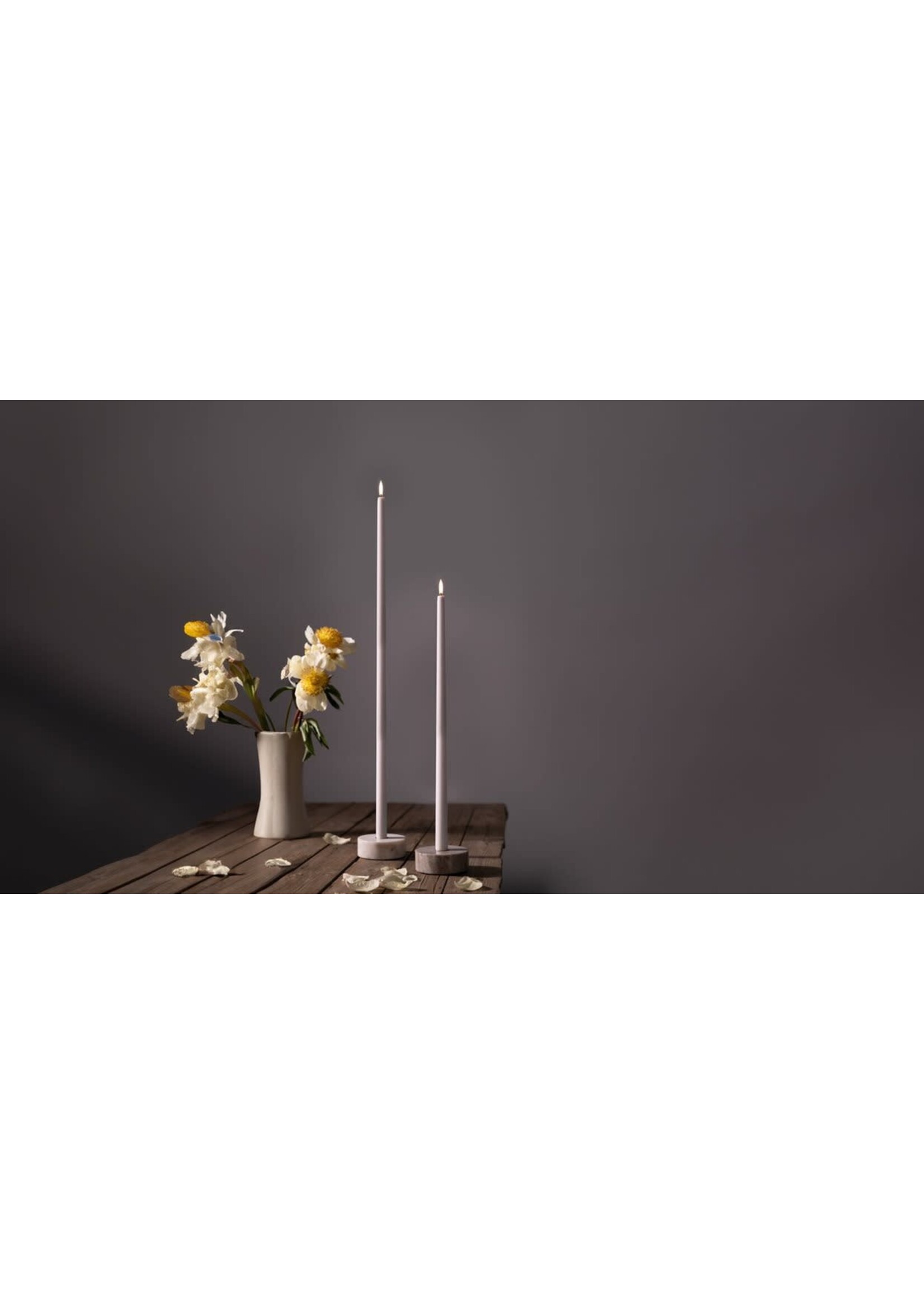 Uyuni LED Tall taper candle, Beige Smooth 55 cm