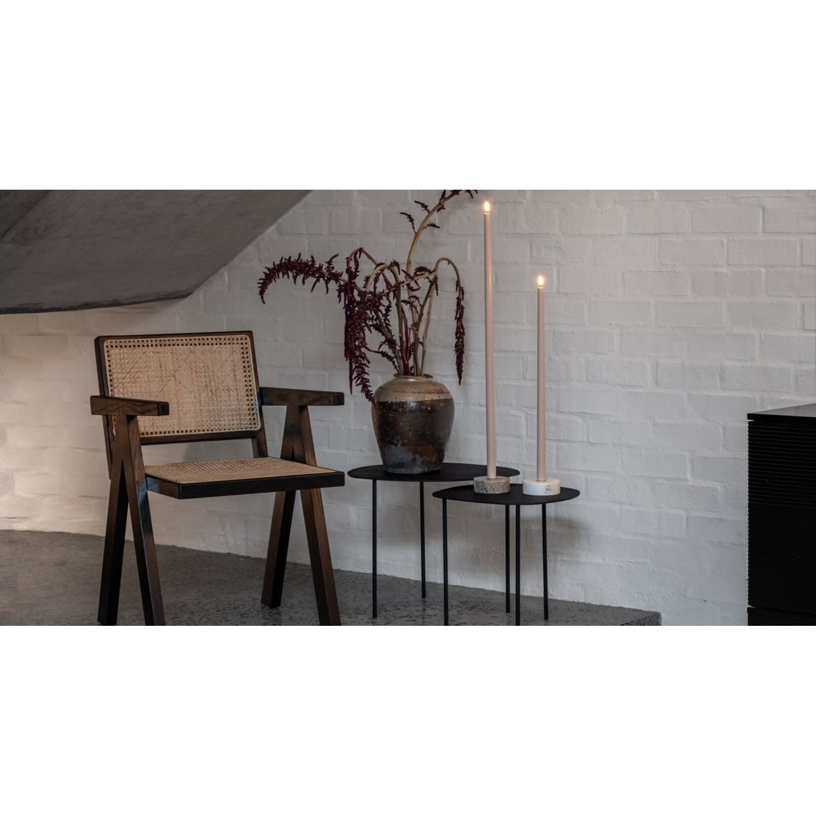 Uyuni LED Tall taper candle, Beige Smooth 55 cm