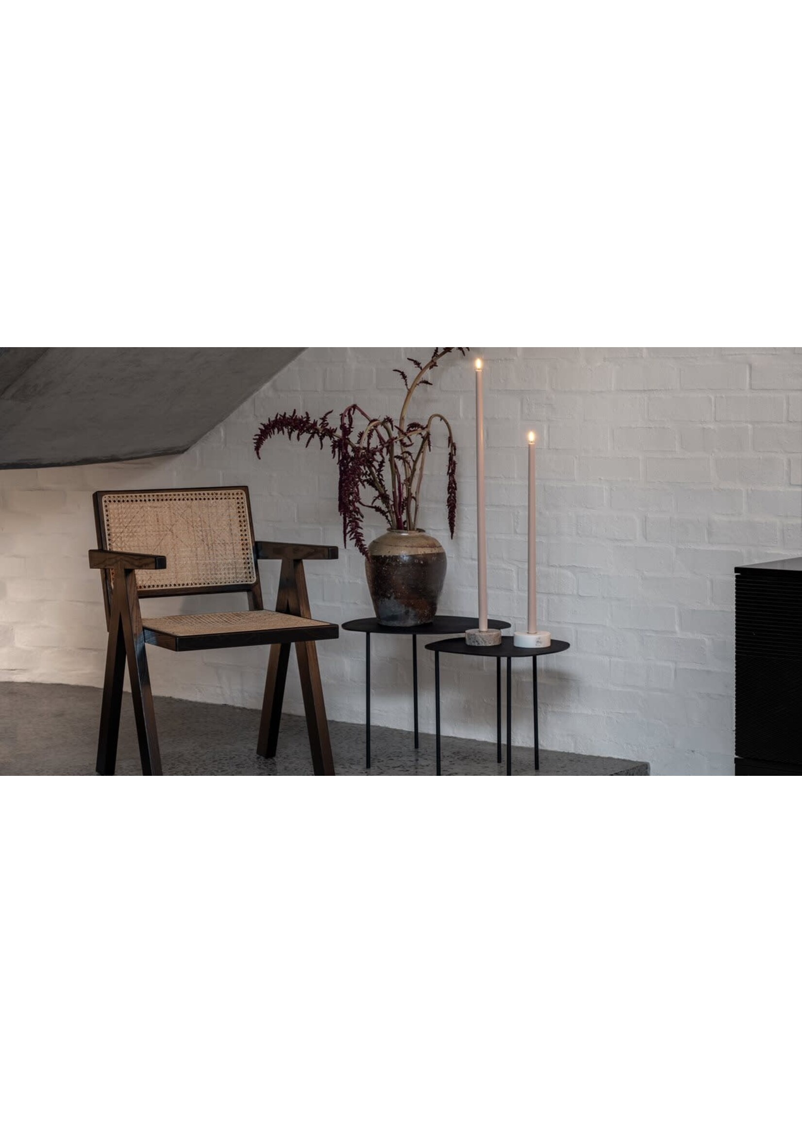 Uyuni LED Tall taper candle, Beige Smooth 75 cm