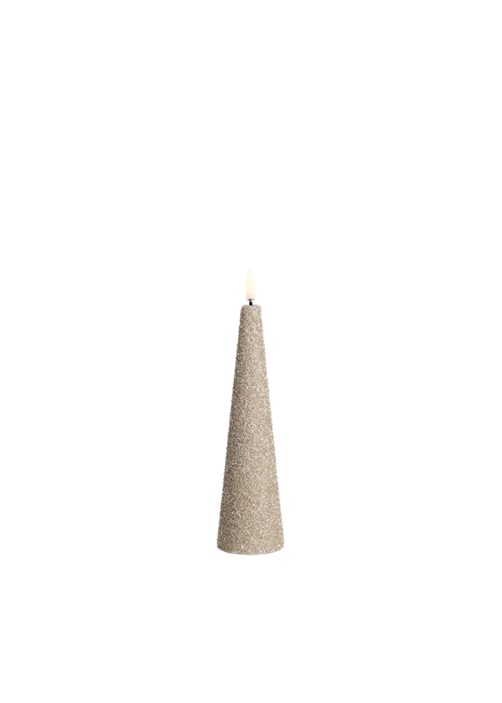 Uyuni Led Candle Cone Champagne Glitter Smooth 5,8*21,5 cm