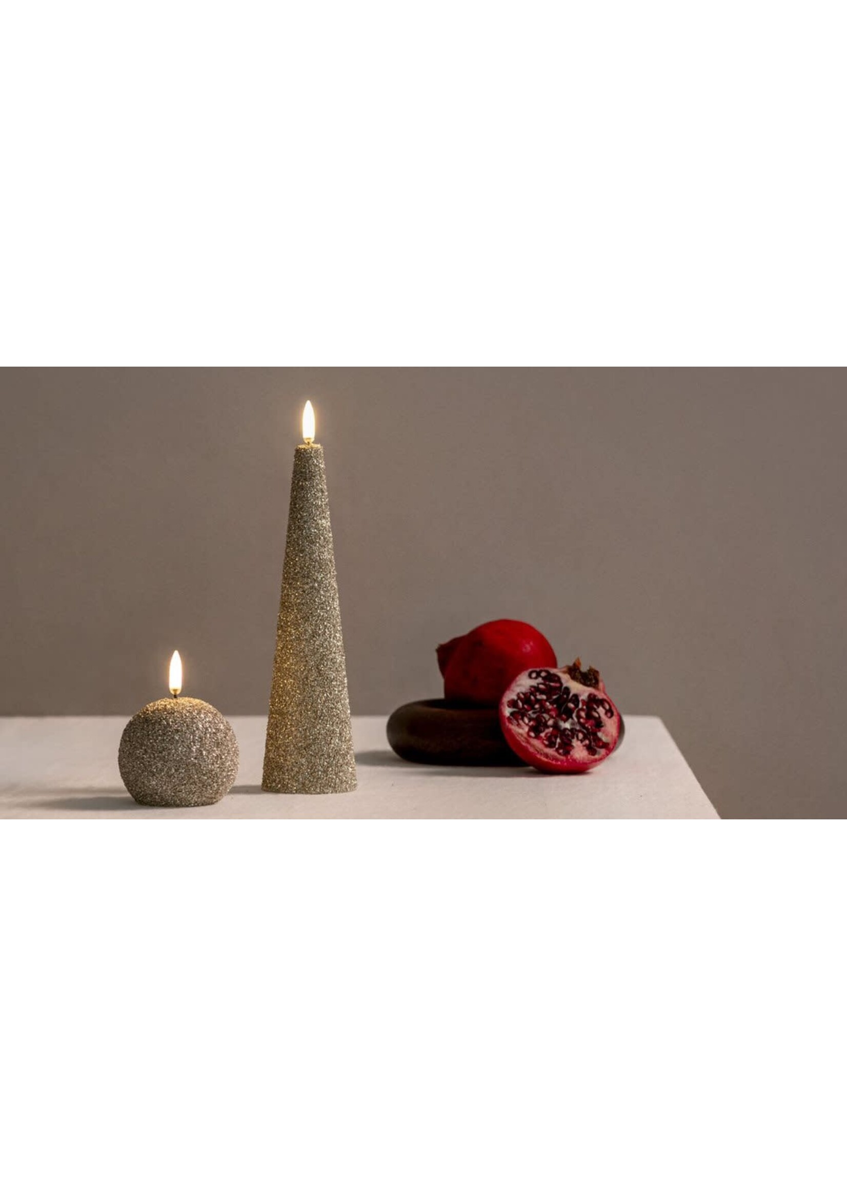 Uyuni Led Candle Cone Champagne Glitter Smooth 5,8*21,5 cm