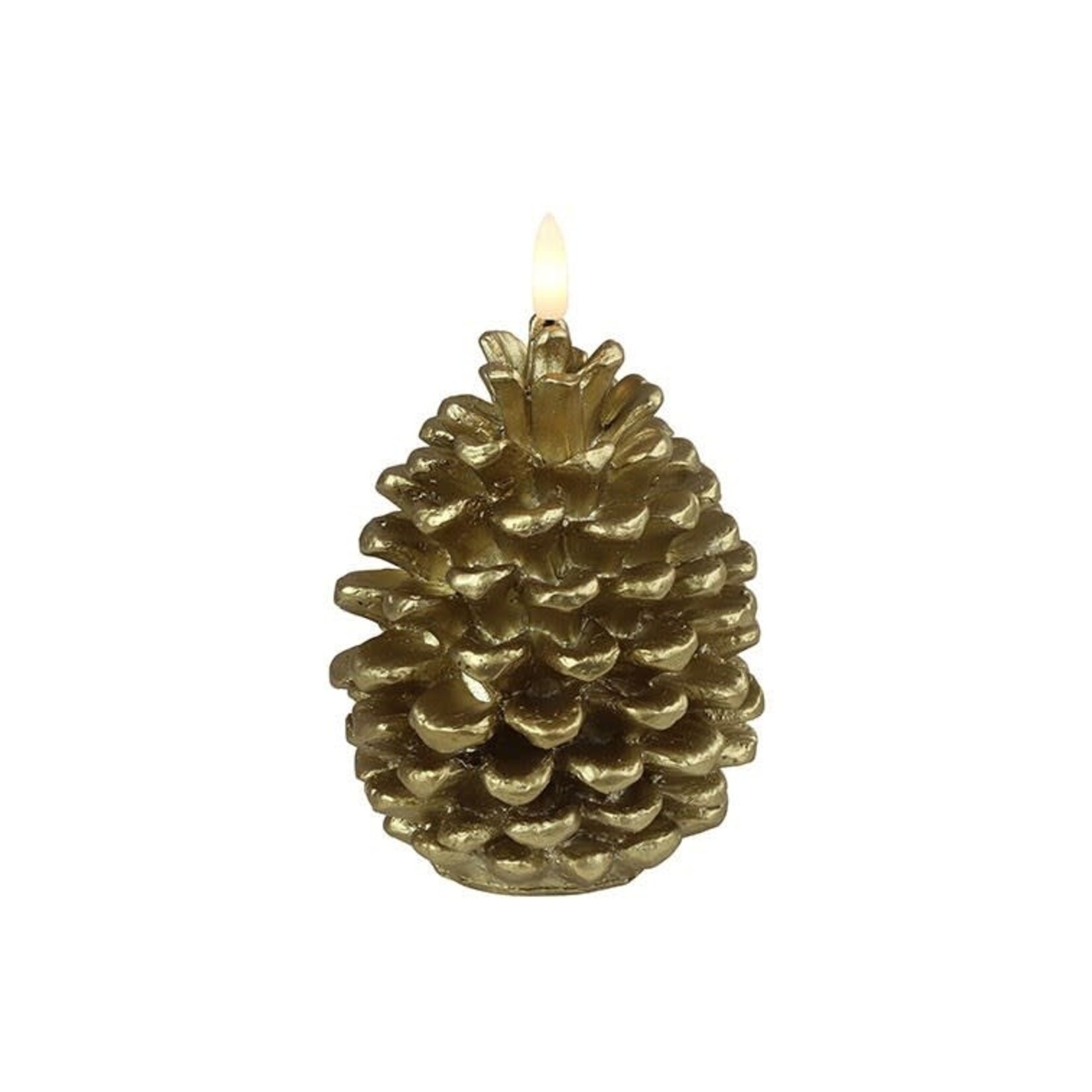 Bivouac Bougie Led Pomme de Pin Doré M