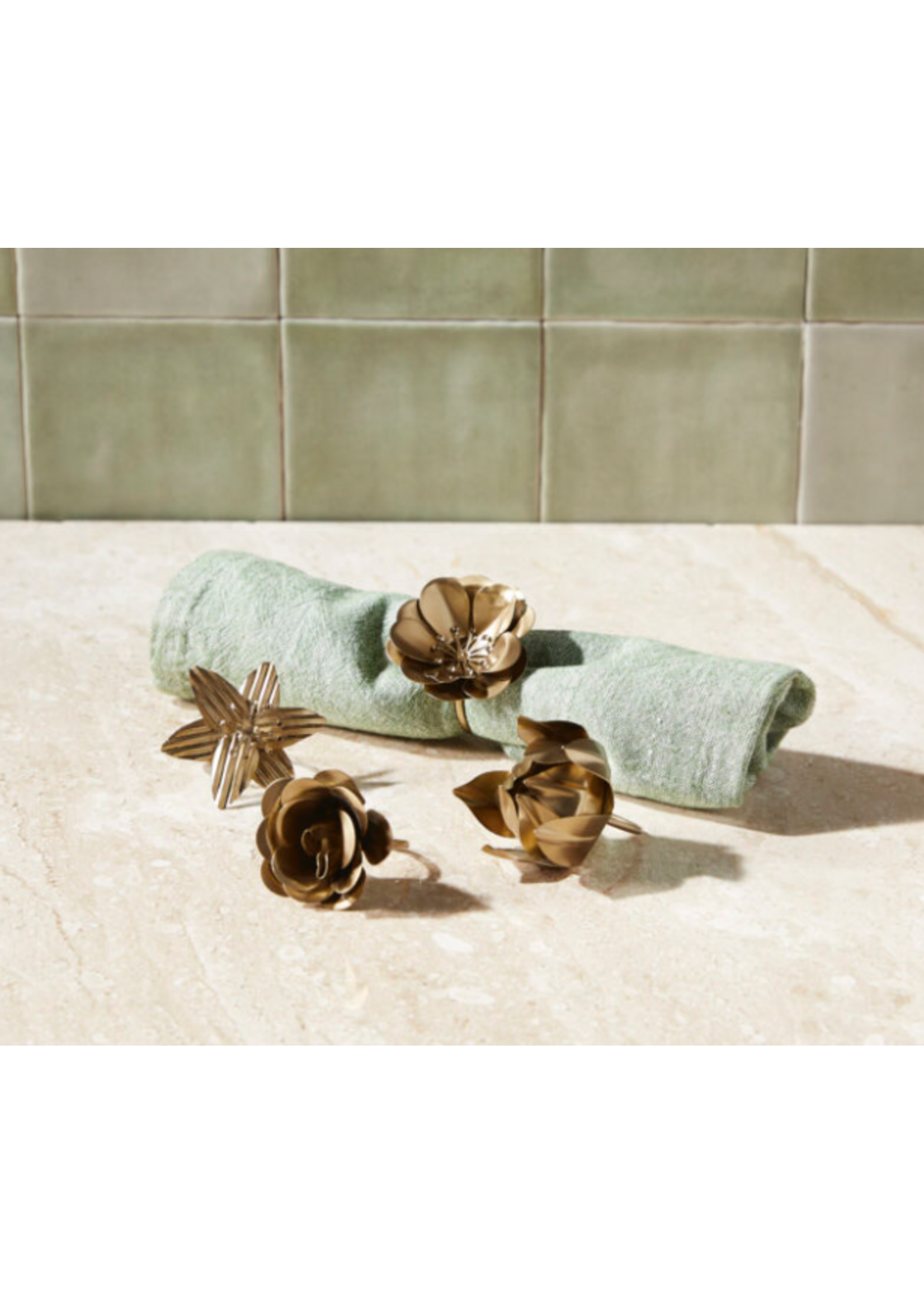 Set de 4 Ronds de Serviettes Floraux