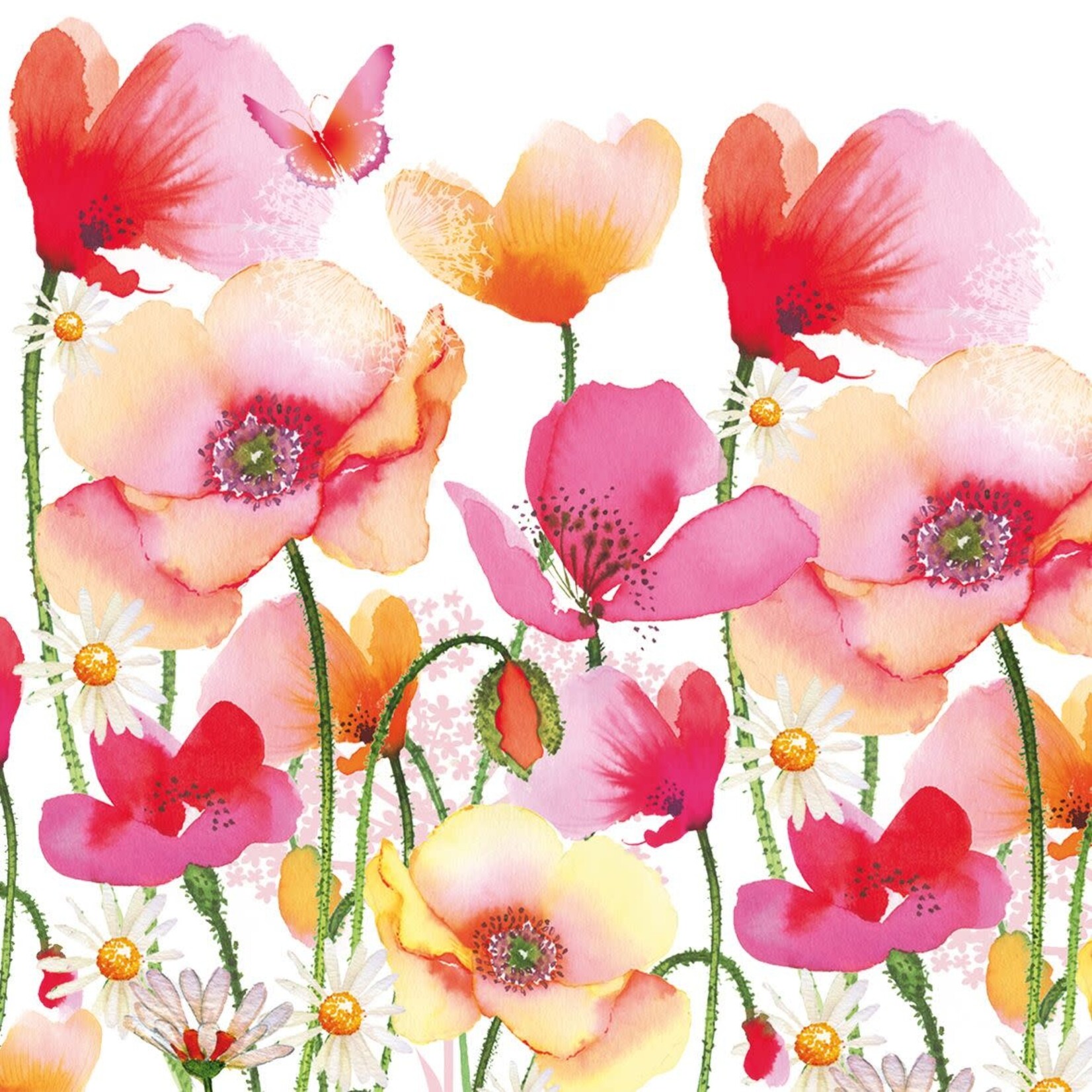 Serviettes en Papier Aquarell Poppies & Daisies 33*33