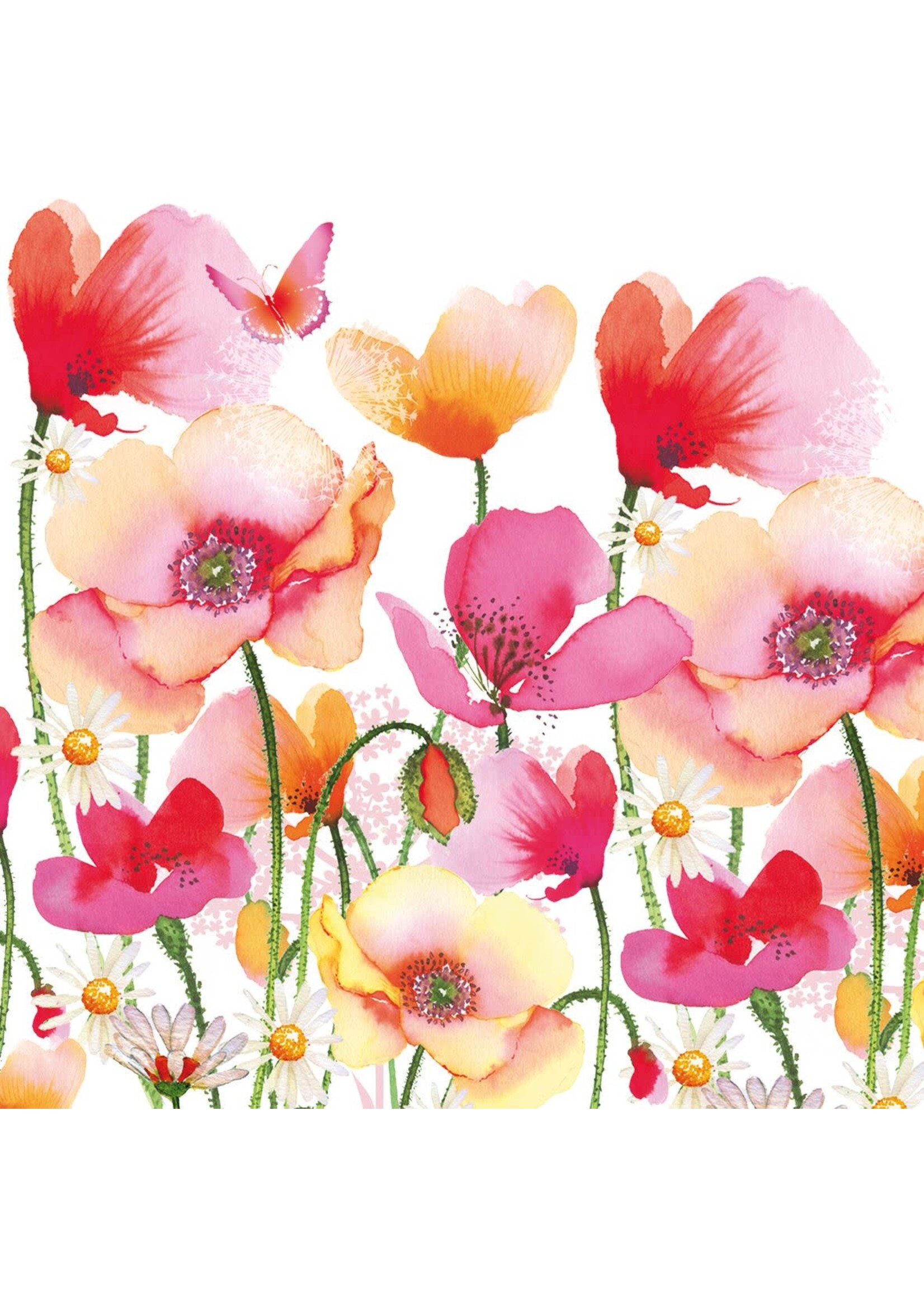Serviettes en Papier Aquarell Poppies & Daisies 33*33