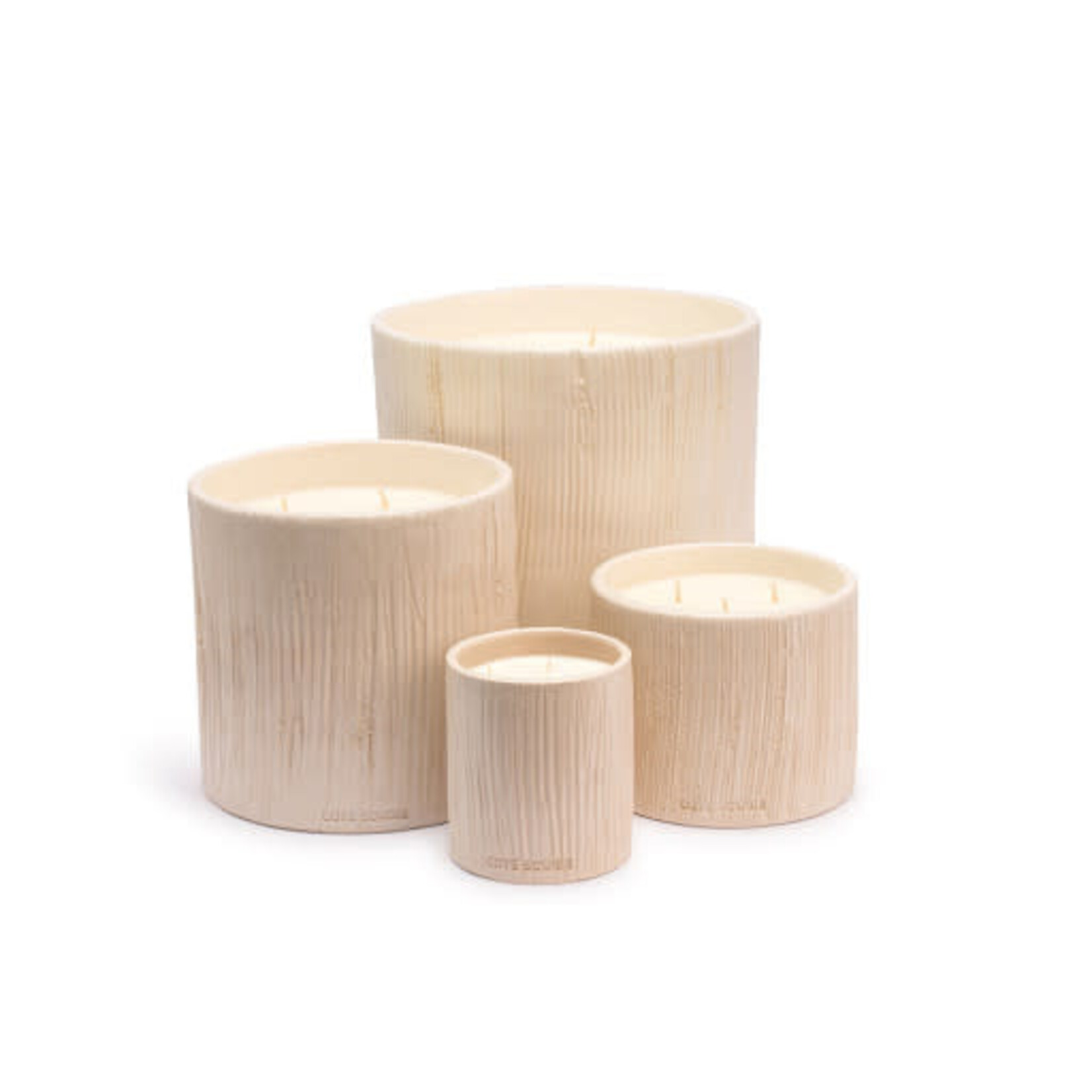 Côté Bougie Bougie Céramique Striée Blanche Fleur d'Oranger