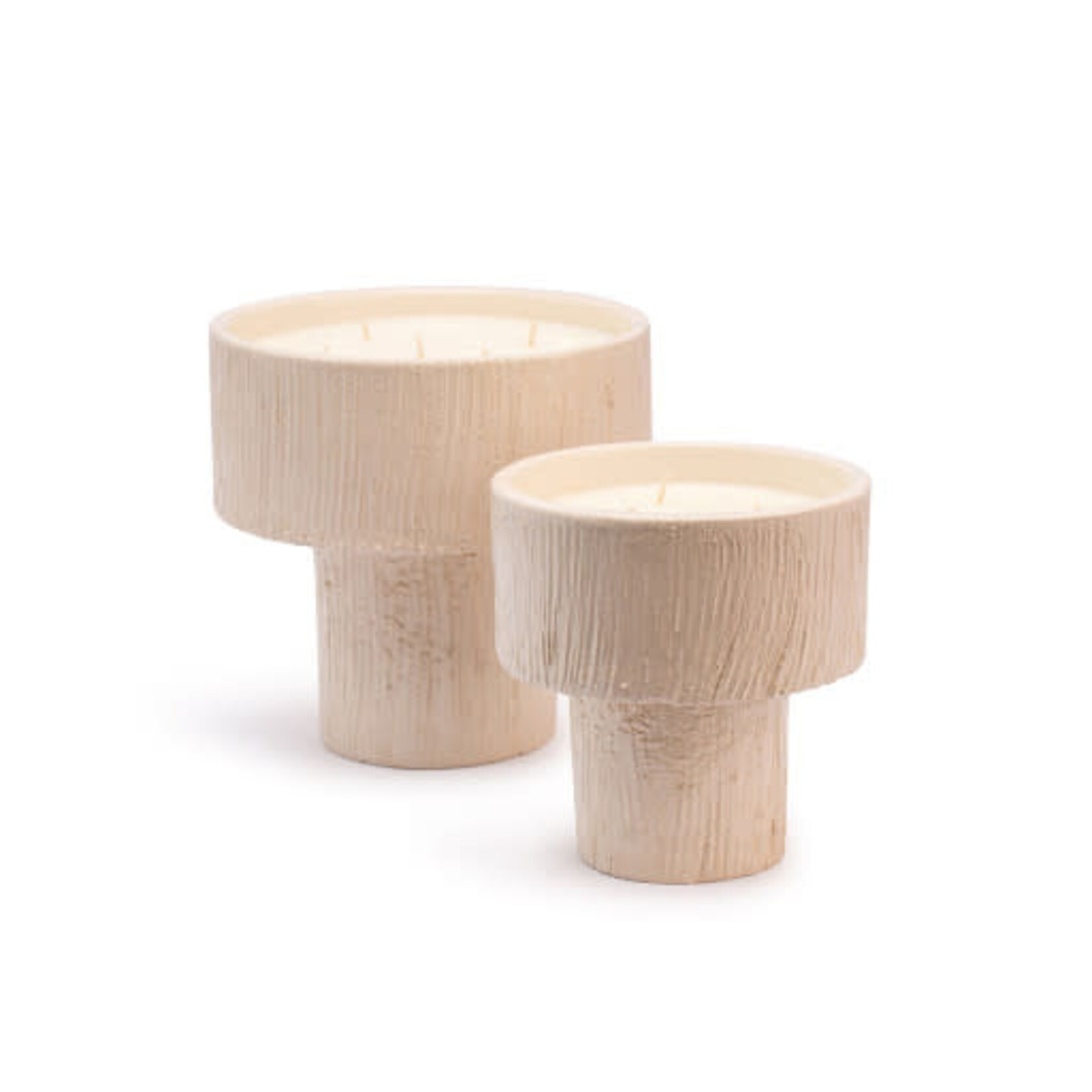 Côté Bougie Bougie Céramique Striée Blanche Fleur d'Oranger