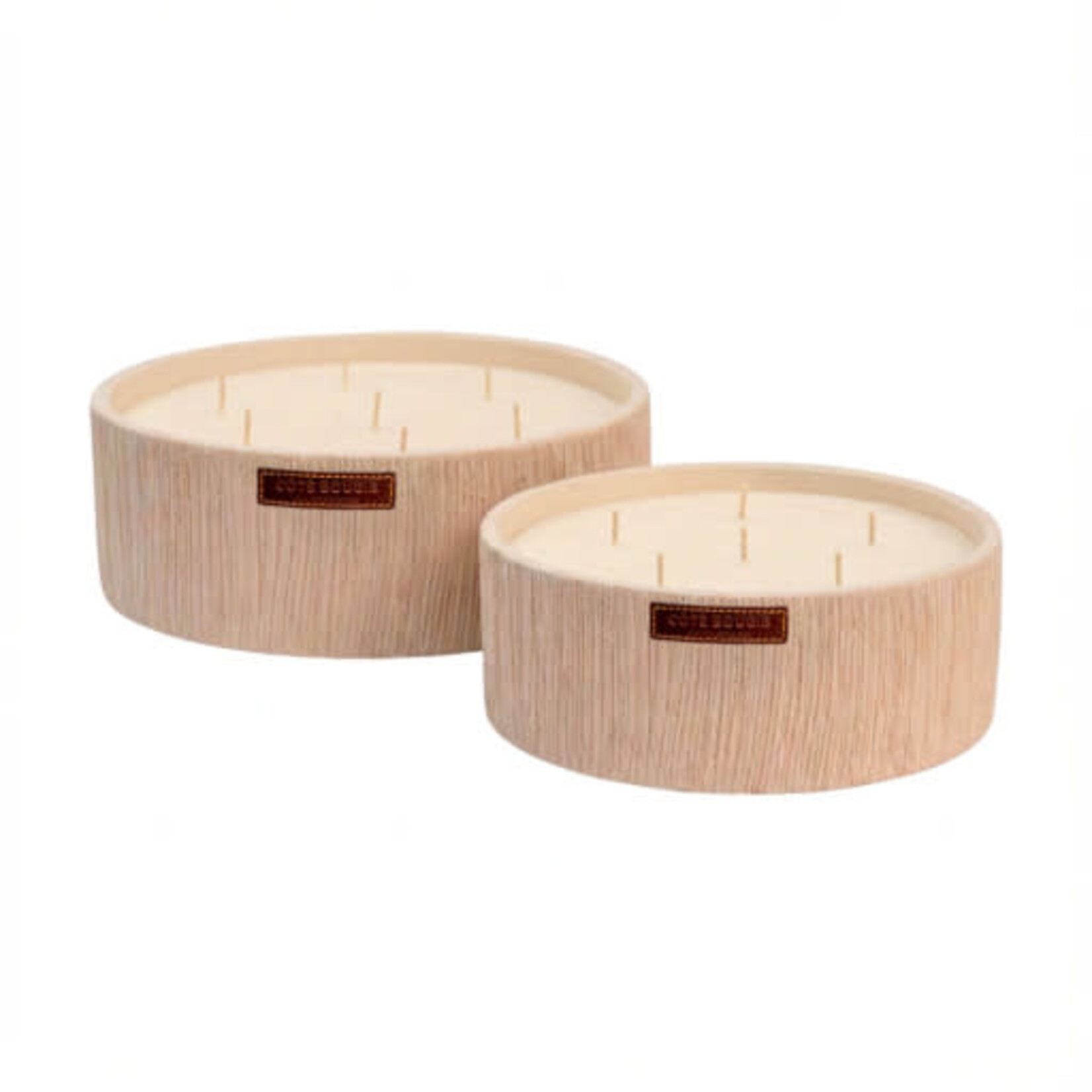 Côté Bougie Bougie Céramique Striée Blanche Fleur d'Oranger