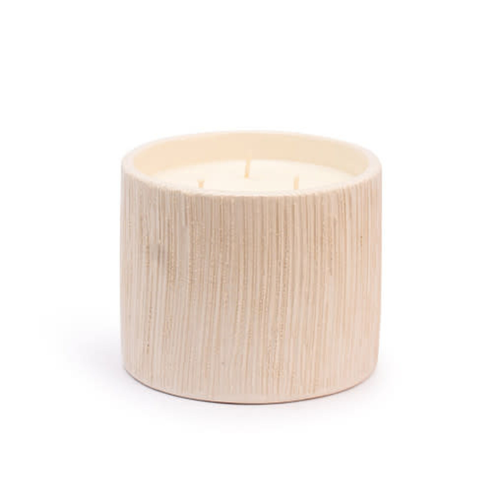 Côté Bougie Bougie Céramique Striée Blanche Fleur d'Oranger