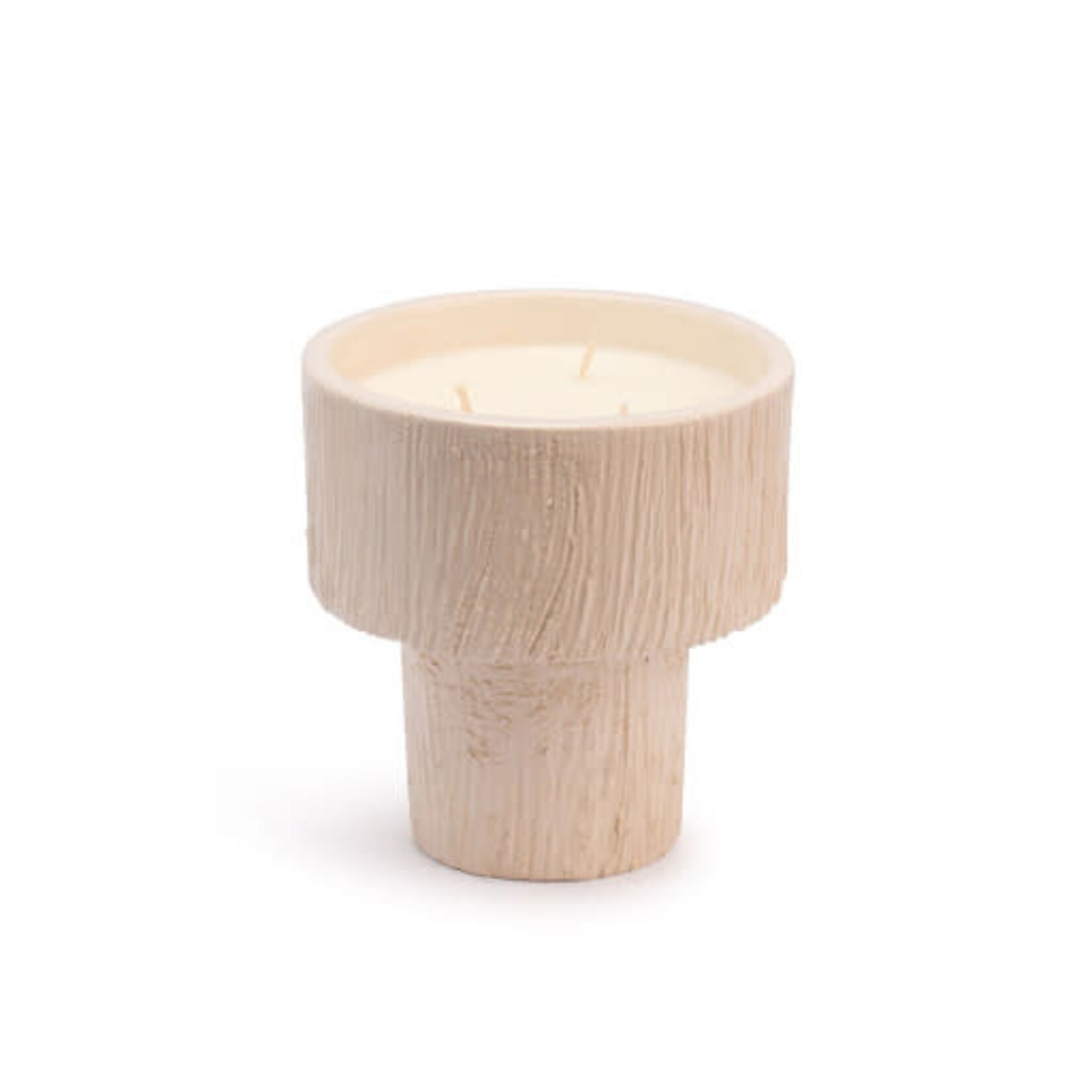 Côté Bougie Bougie Céramique Striée Blanche Fleur d'Oranger