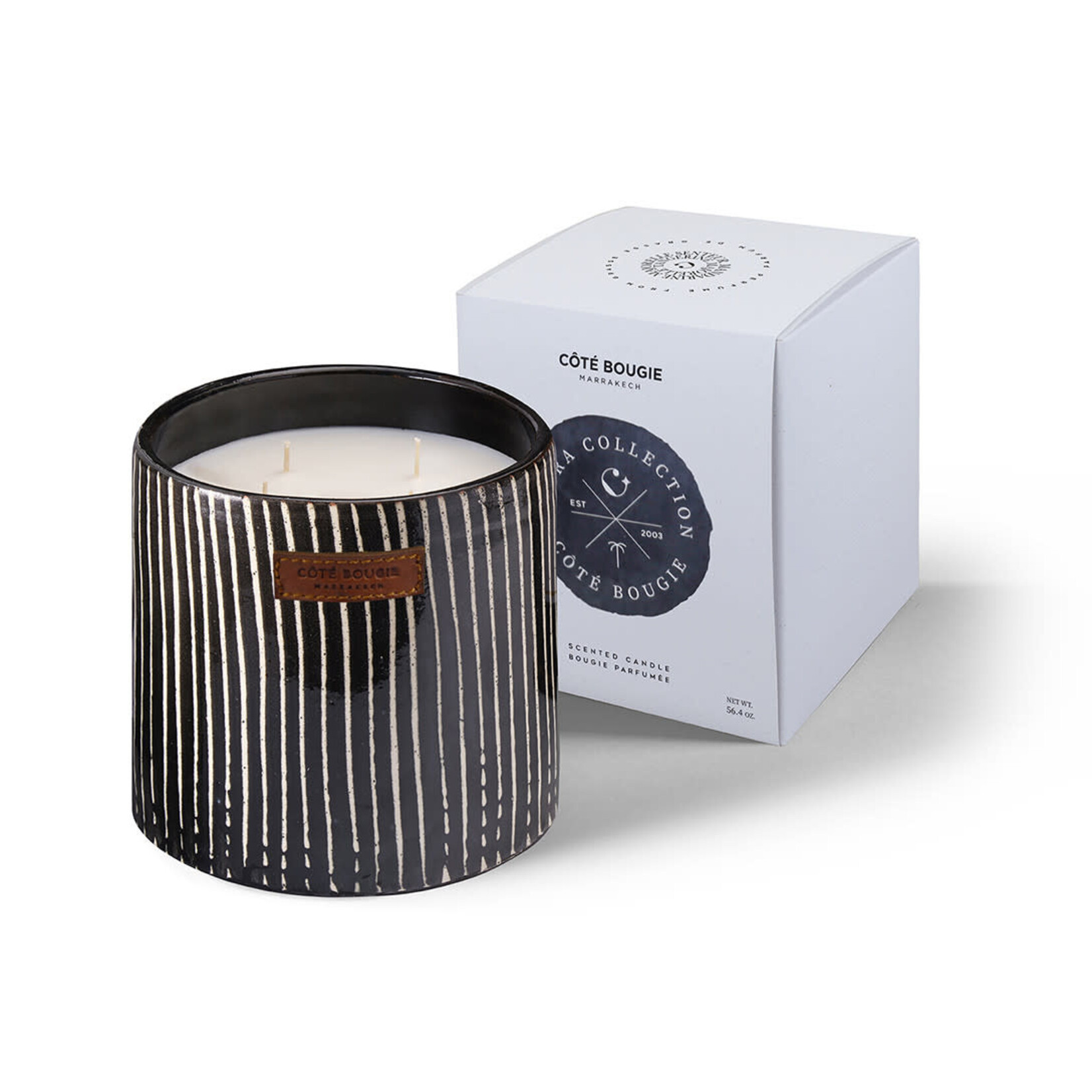 Côté Bougie Bougie Zébrée Céramique Mandarine Majorelle