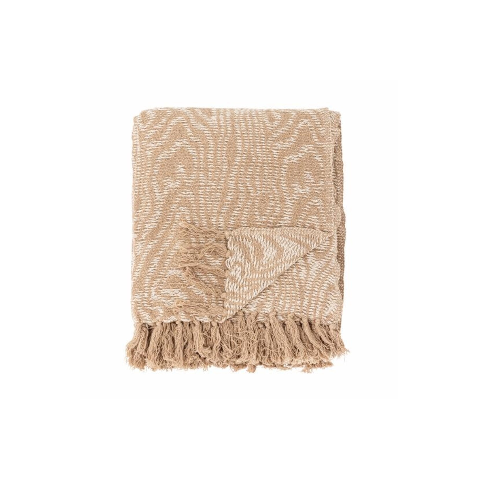 Bloomingville Okapi Plaid Coton Recyclé Marron et Naturel