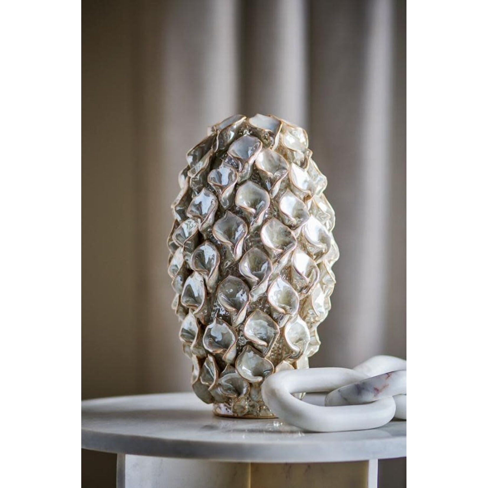 Bloomingville Vase Glenda Déco Blanc Grès 21cm * 34 cm