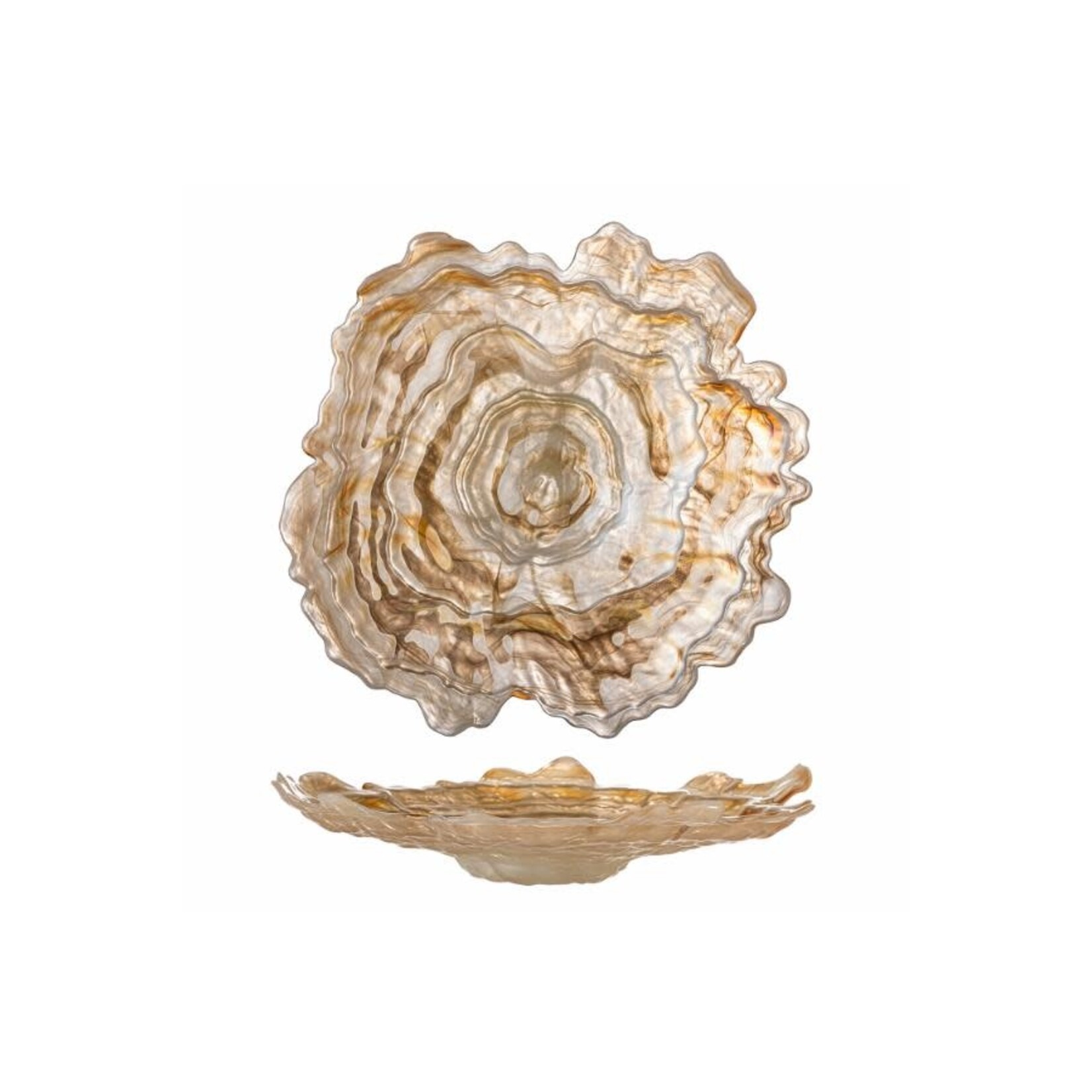 Bloomingville Asimi Bol de Présentation en Verre Beige 38 cm