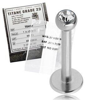 TITANIUM MICRO LABRET & GEM STERIEL CRYSTAL