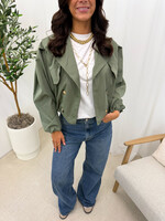 Korte Trenchcoat met pof mouwen Mila Olive