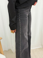 Wide Leg Jeans Studs RD9118-2 Donker Grijs