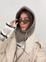 Gebreide Balaclava muts taupe