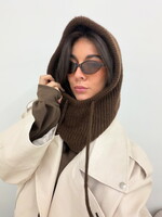 Gebreide Balaclava muts maron