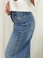 Wide leg jeans met studs F2379 blauw