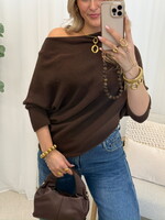 Off schoulder truitje Annabelle JS2227 bruin