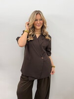 Korte mouwen blazer Yara JS2221 choco  (pre-order 30-4)