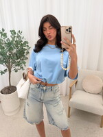Cropped t-shirt Amber JS2218 blauw