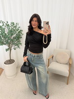 Off-schoulder top Meave M833 zwart