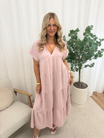 Lange wijde jurk Lucie 27246 oudroze