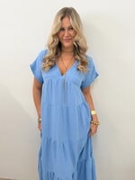 Lange wijde jurk Lucie 27246 blauw