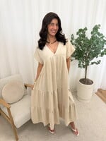 Lange wijde jurk Lucie 27246 beige