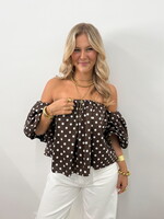 Polka dot off shoulder top Jade 2935 choco