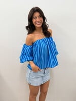 Striped off schoulder top Jada 84052 blauw